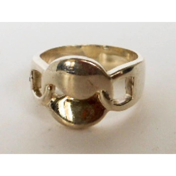 Vintage Sterling Silver Circle Link Ring Band, Size 6 3/4 Modernist - Picture 1 of 5